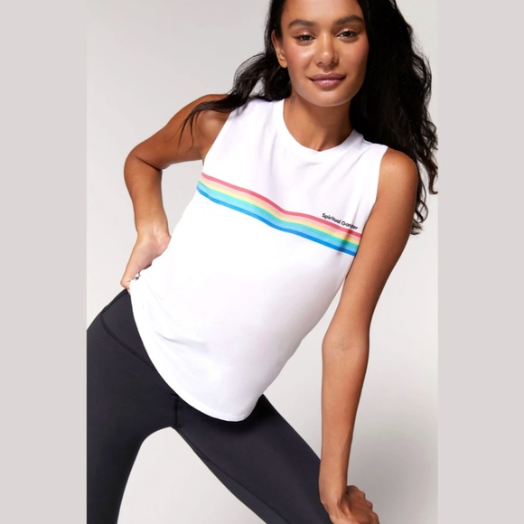 NEW $62 Spiritual Gangster [ Large ] Rainbow Muscle‎ Tank Top in White - Picture 2 of 16